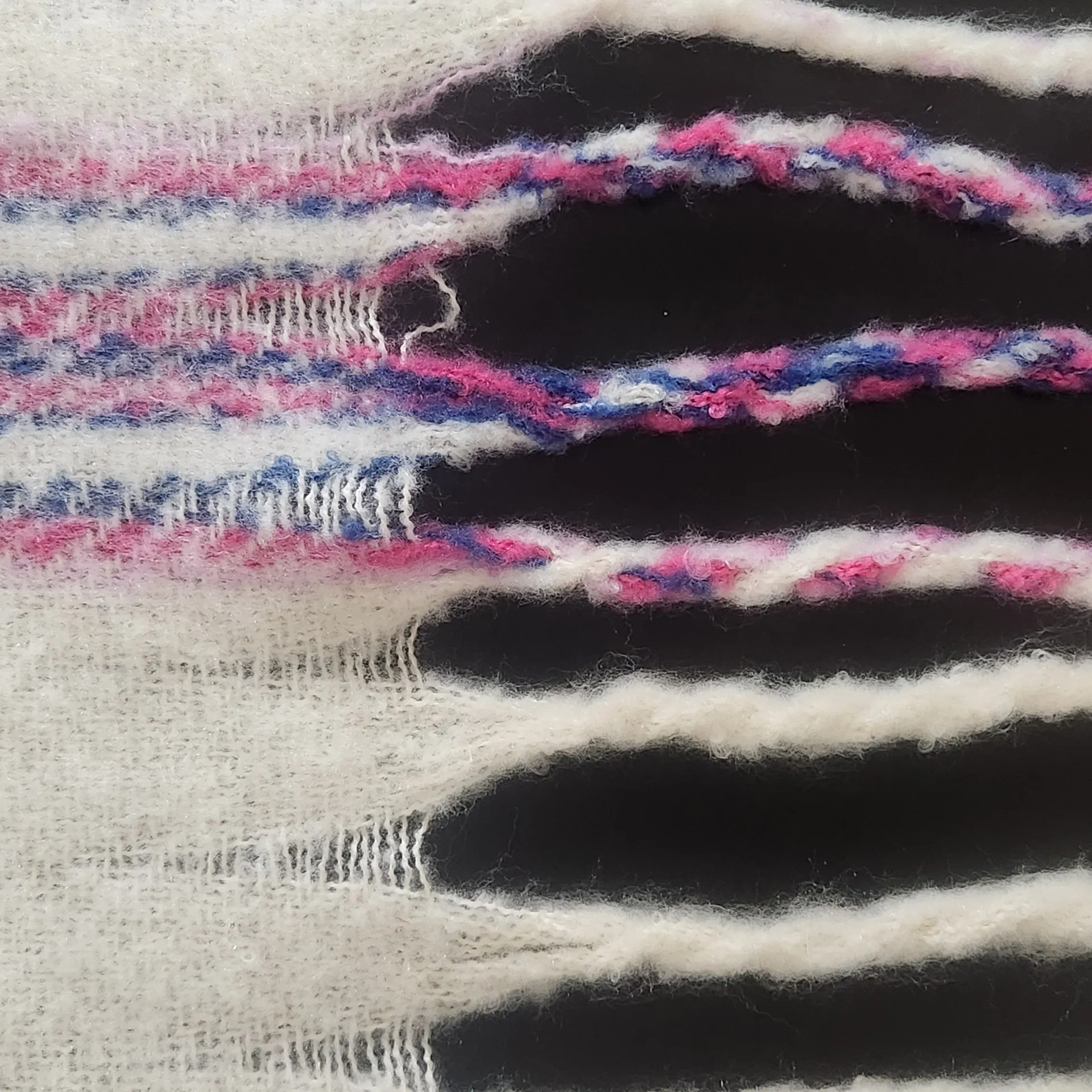 Fuzzy Plaid Shawl Wrap with Fringe Hem and Pockets One Size Pink - Image 4