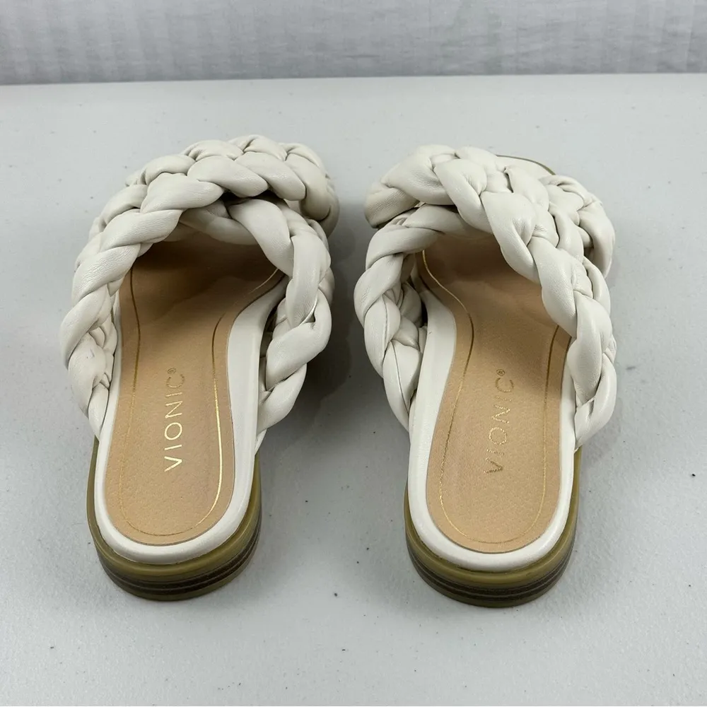 Vionic Kalina White Braided Slide Sandals Modern Minimalist Women Size 7 EUR 37 - Image 6