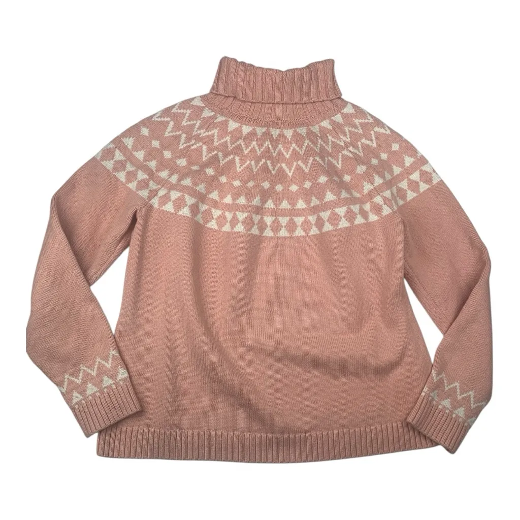 Duluth trading Co women's size XL fair isle wool Cozy Pink Turtleneck Sweater - Image 8