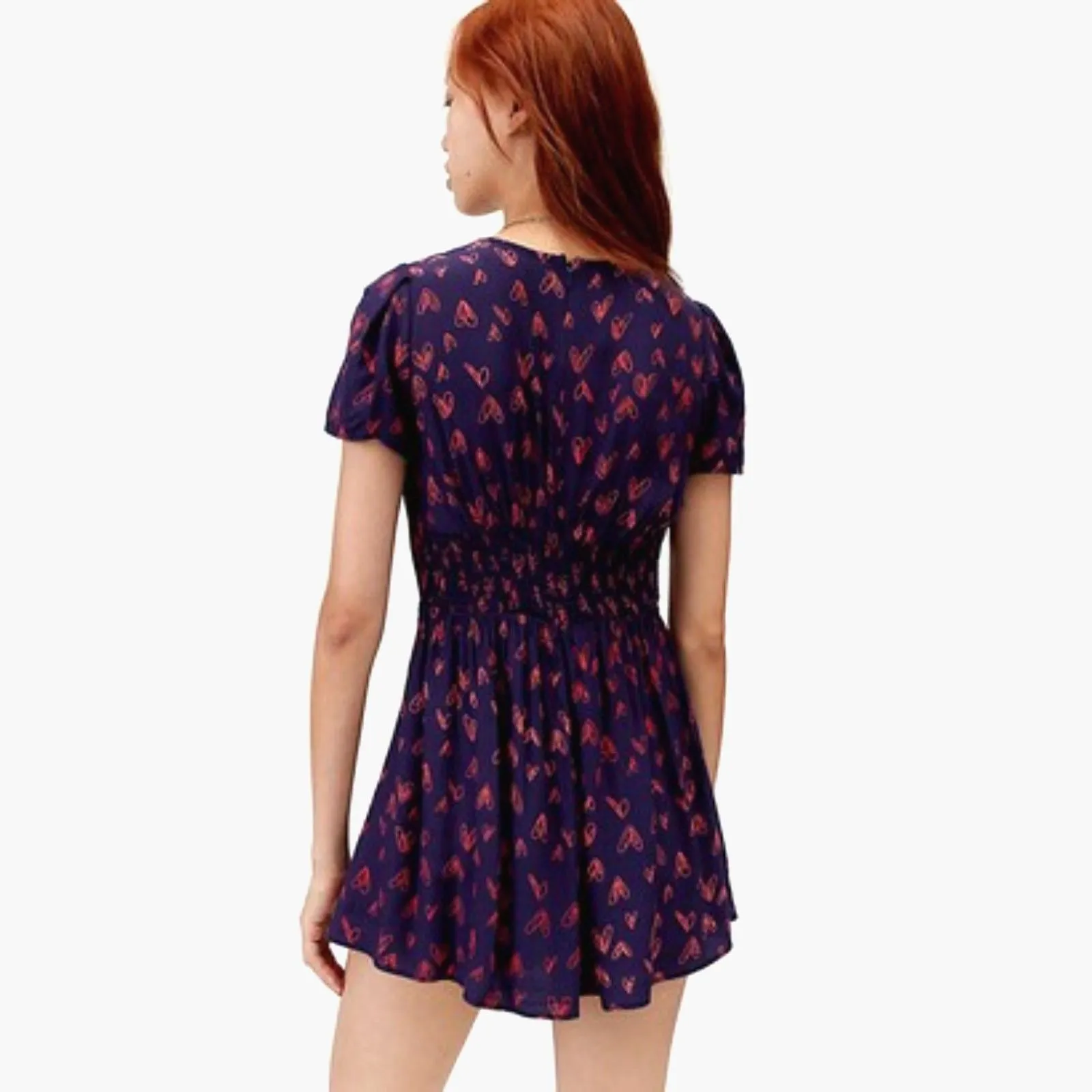 Urban Outfitters UO Juliette Heart Printed Short Sleeve Romper Size Large NWOT - Image 3