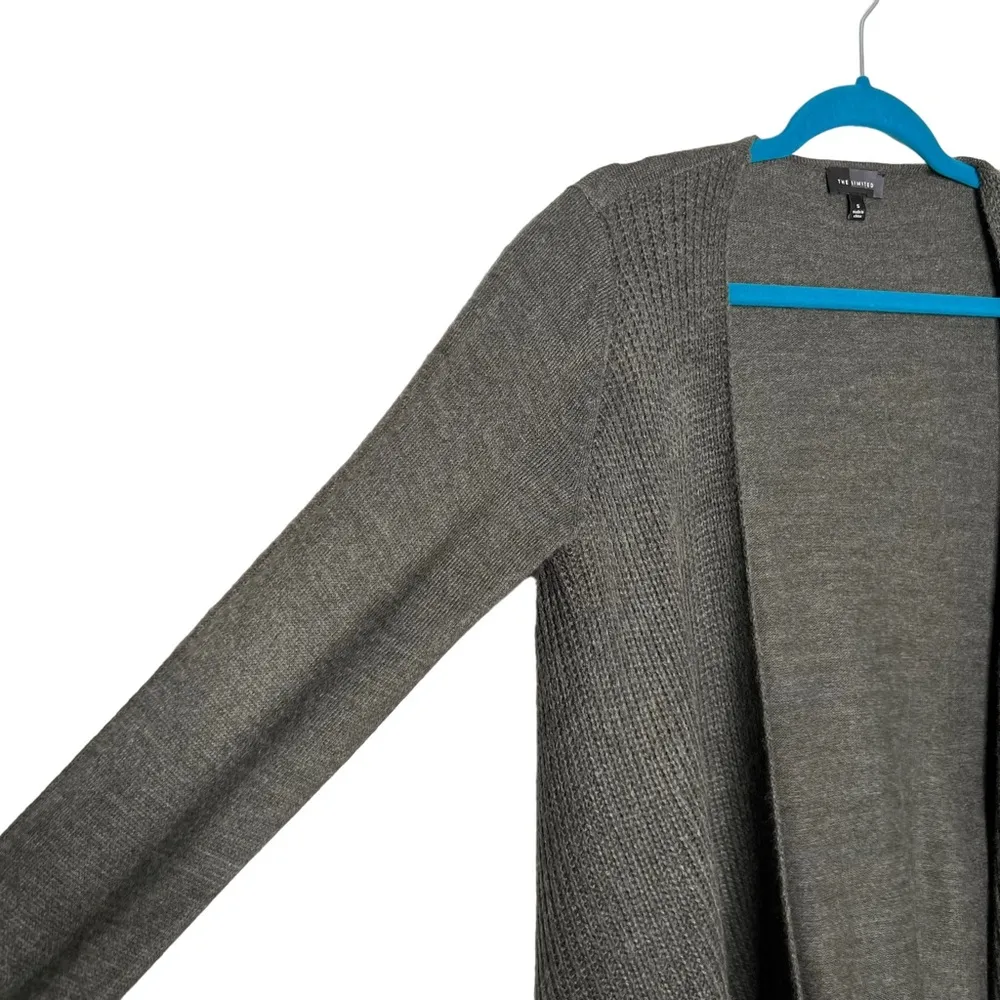 The Limited Solid Gray Knit Open Front Waterfall Cardigan Sweater - Image 5