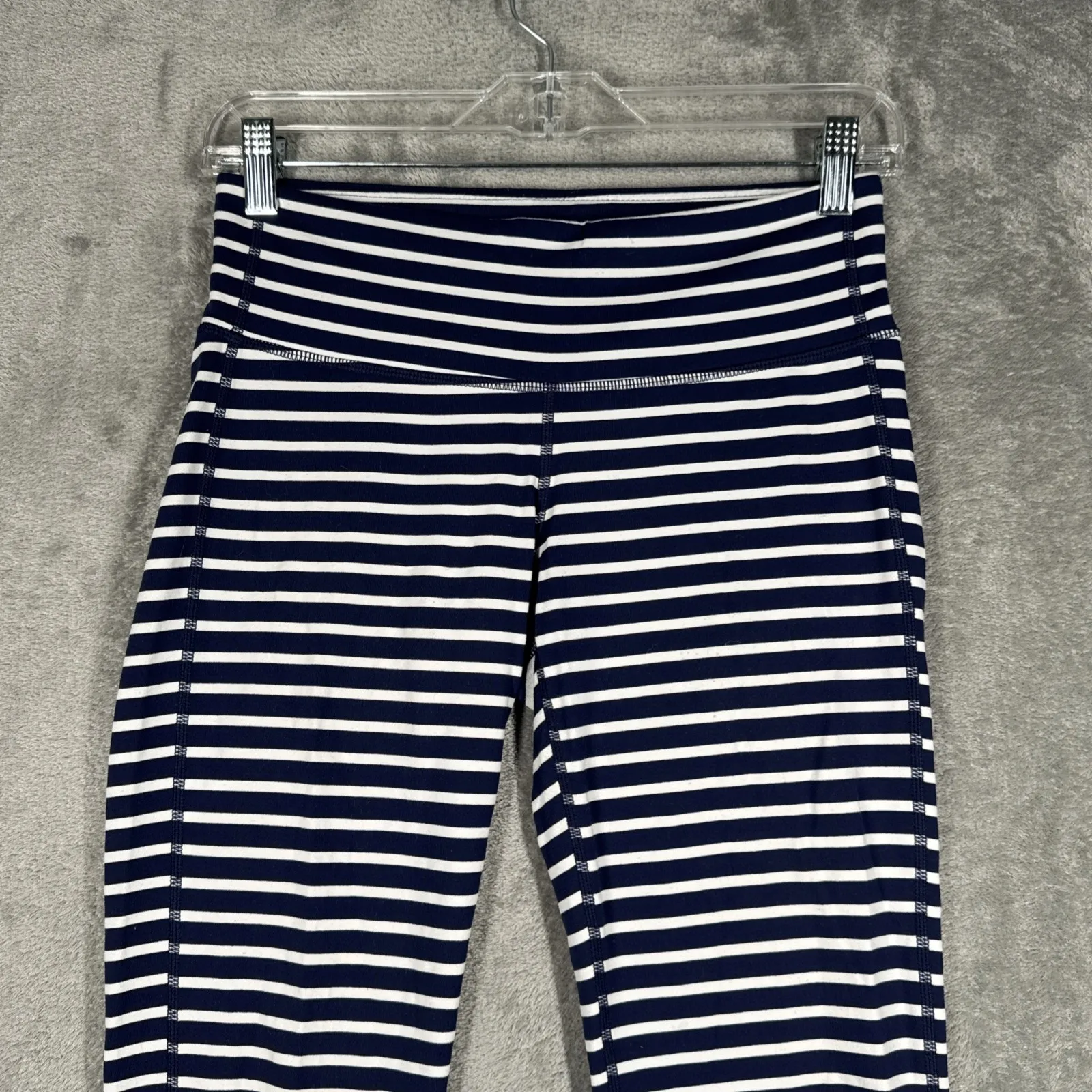 Athleta Pants Womens Small Navy White Stripe Chaturanga Capri Legging Athleisure - Image 4