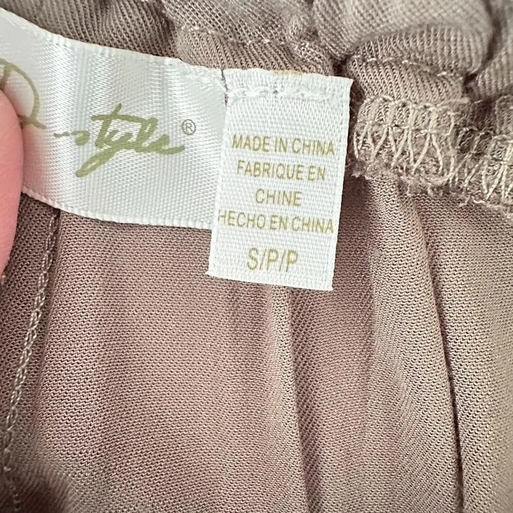 RD Style Pants Womens Small Brown Wide Leg Crop Boho Flowy Drawstring Beachy - Image 6