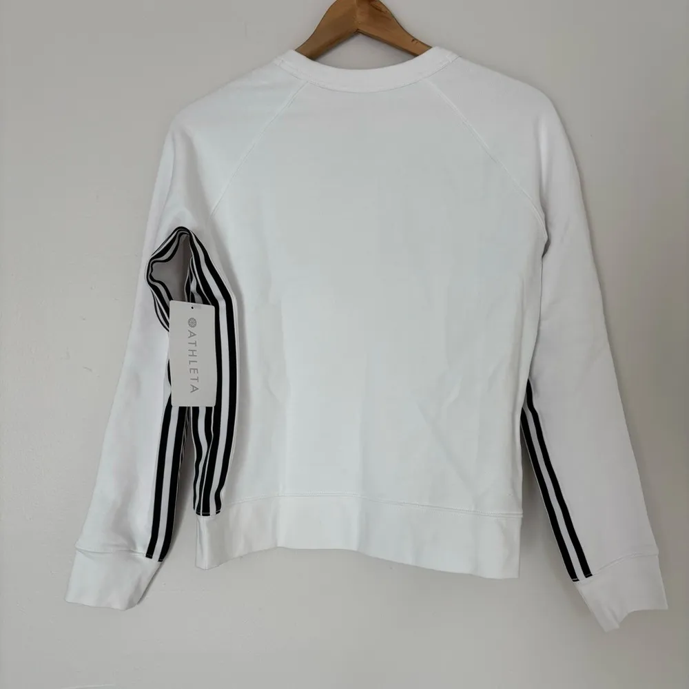 NWT  24/7 Striped Sweatshirt white black size xs - Image 3