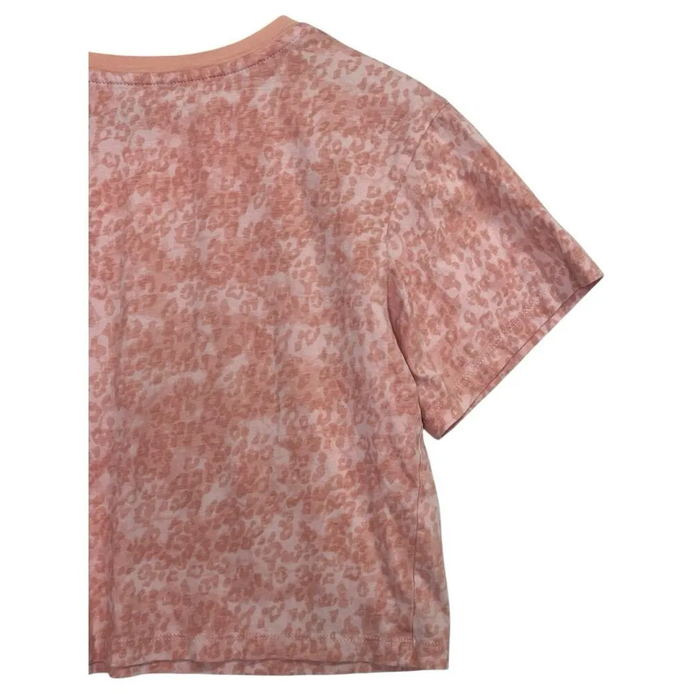 Vans Top Womens Extra Small Pink Leopard Logo Tee Cropped Grunge Streetwear - Image 9
