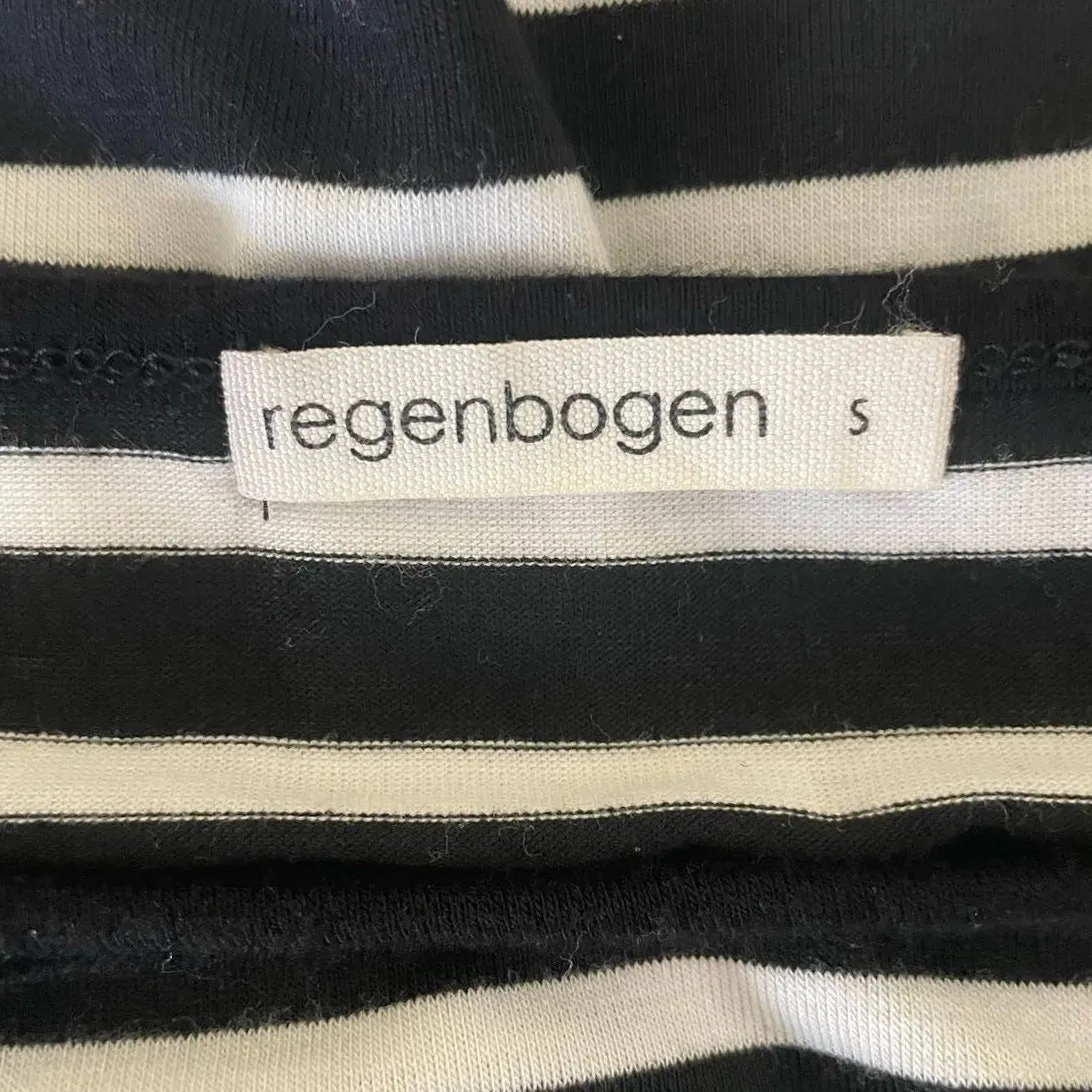 Regenbogen Women Bell Sleeve Top S Black White Stripe Retro Y2K Flare Mod 90s - Image 7