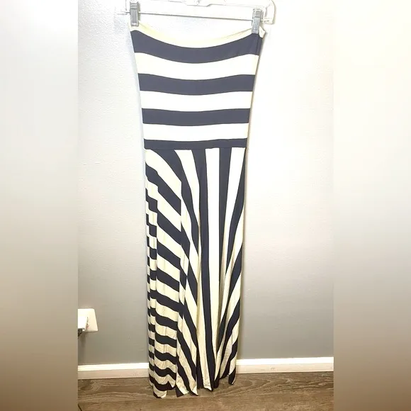 Butter By Nadia Convertible Strapless Navy/White Striped Jersey Dress Size OS‎ Blue - Image 2