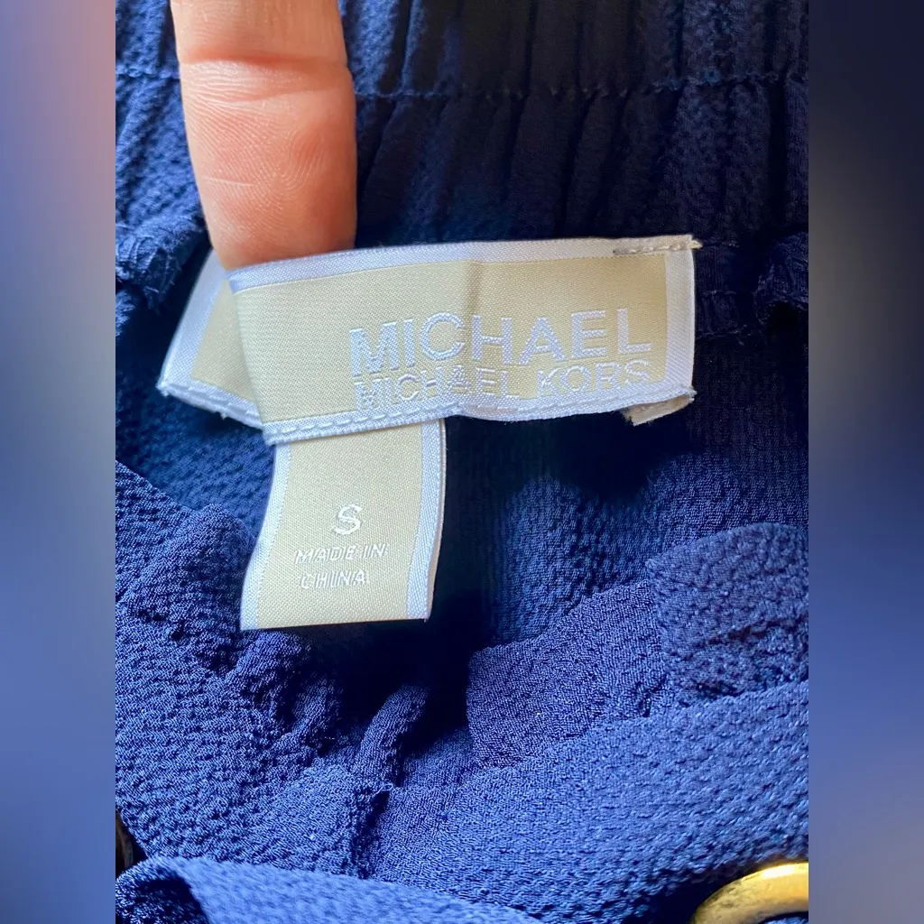 Michael Kors Blue Tie Waist Wide Leg Trouser Dress Pants - Image 6