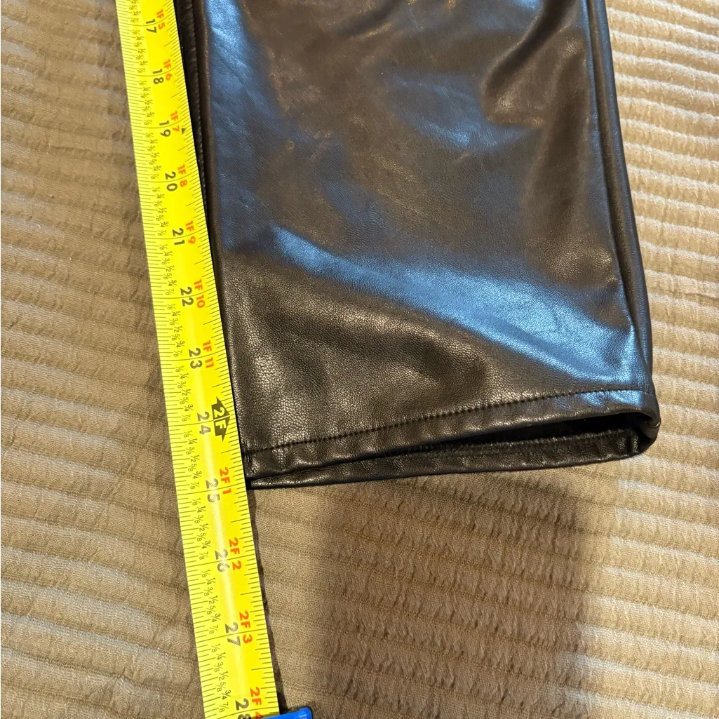 Abercrombie & Fitch The Ankle Straight Ultra High Rise pants black vegan leather - Image 12