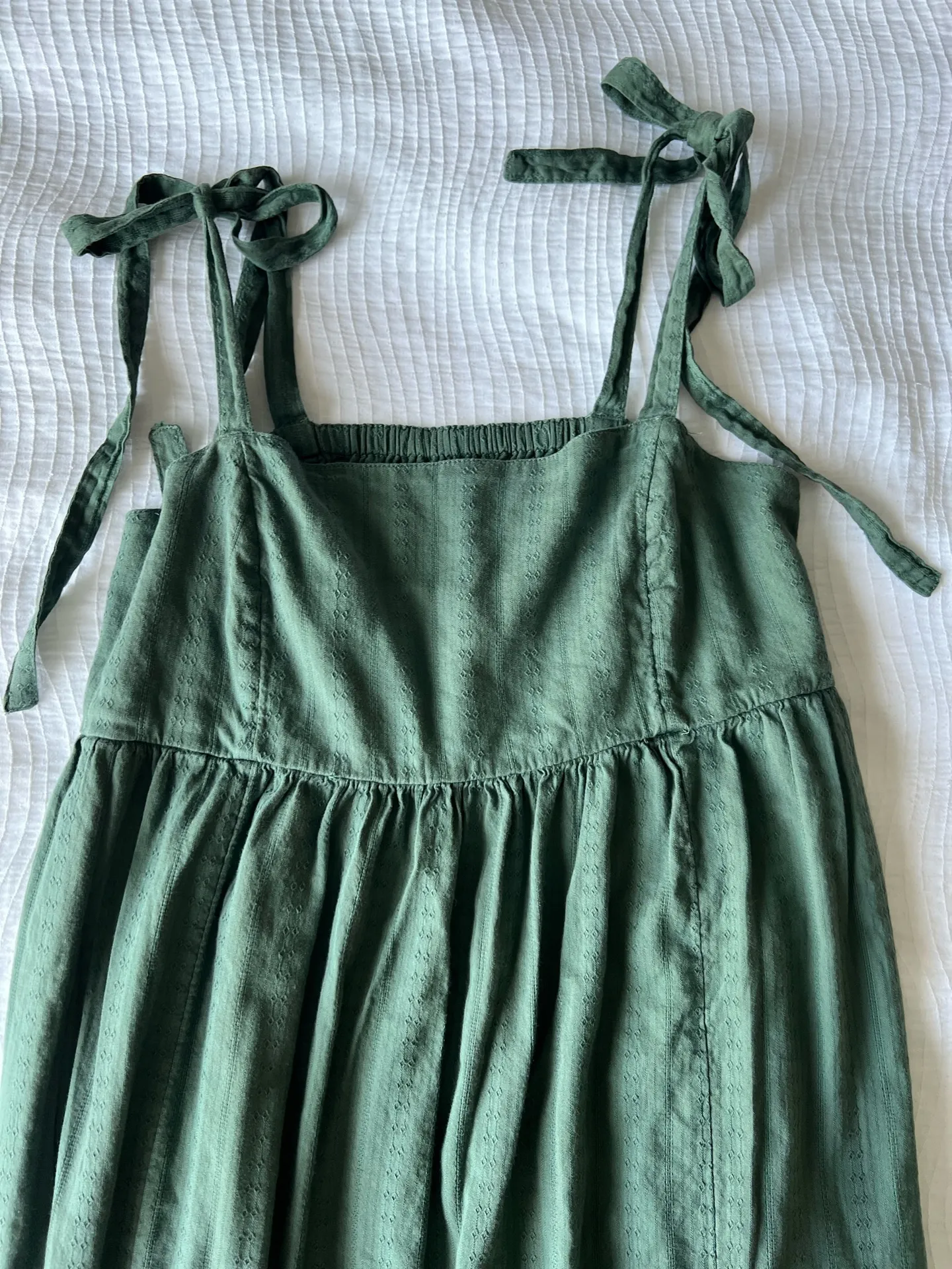 Old Navy Green Midi Tie Shoulder Babydoll Dress - Image 7
