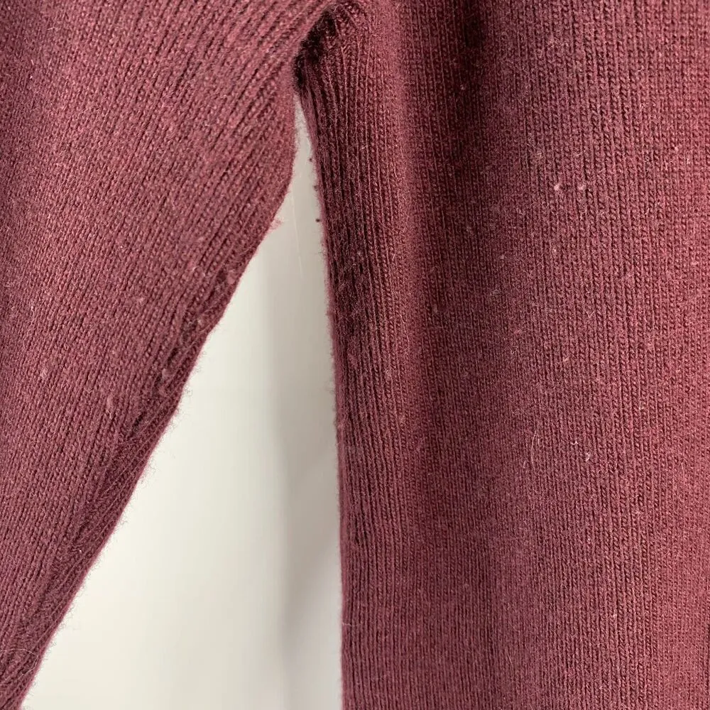 J. Crew Sz L Sweater Peplum Bell Long Sleeve V-neck Wool Blend Burgundy Women’s - Image 5