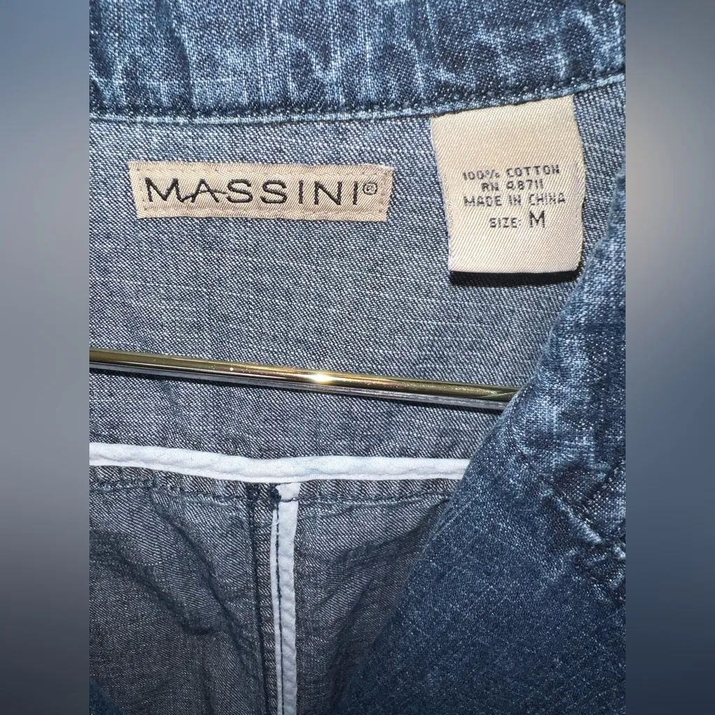 Y2K Massini Denim Blazer Jacket Fitted Jean Jacket Size M - Image 11