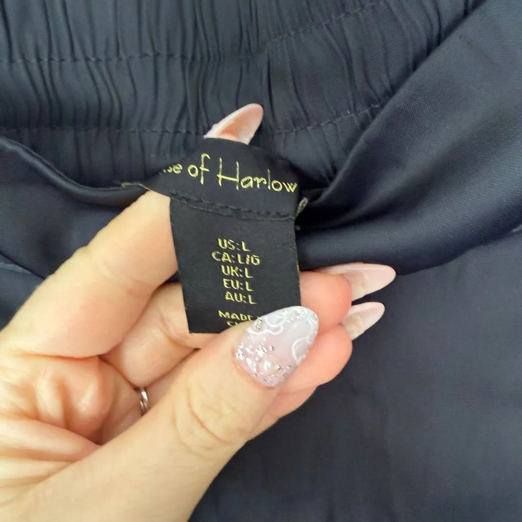 House of Harlow Revolve Women’s Large Satin Wide Leg Pull on Pants Black - Image 2