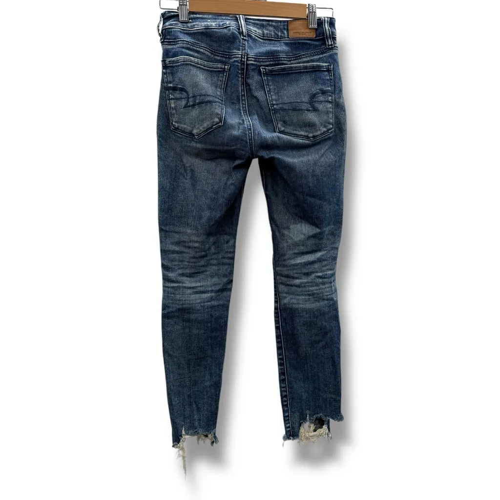 American Eagle Hi-Rise Jegging Crop Distressed‎ Raw Hem Skinny Jeans Sz 2 Short - Image 2