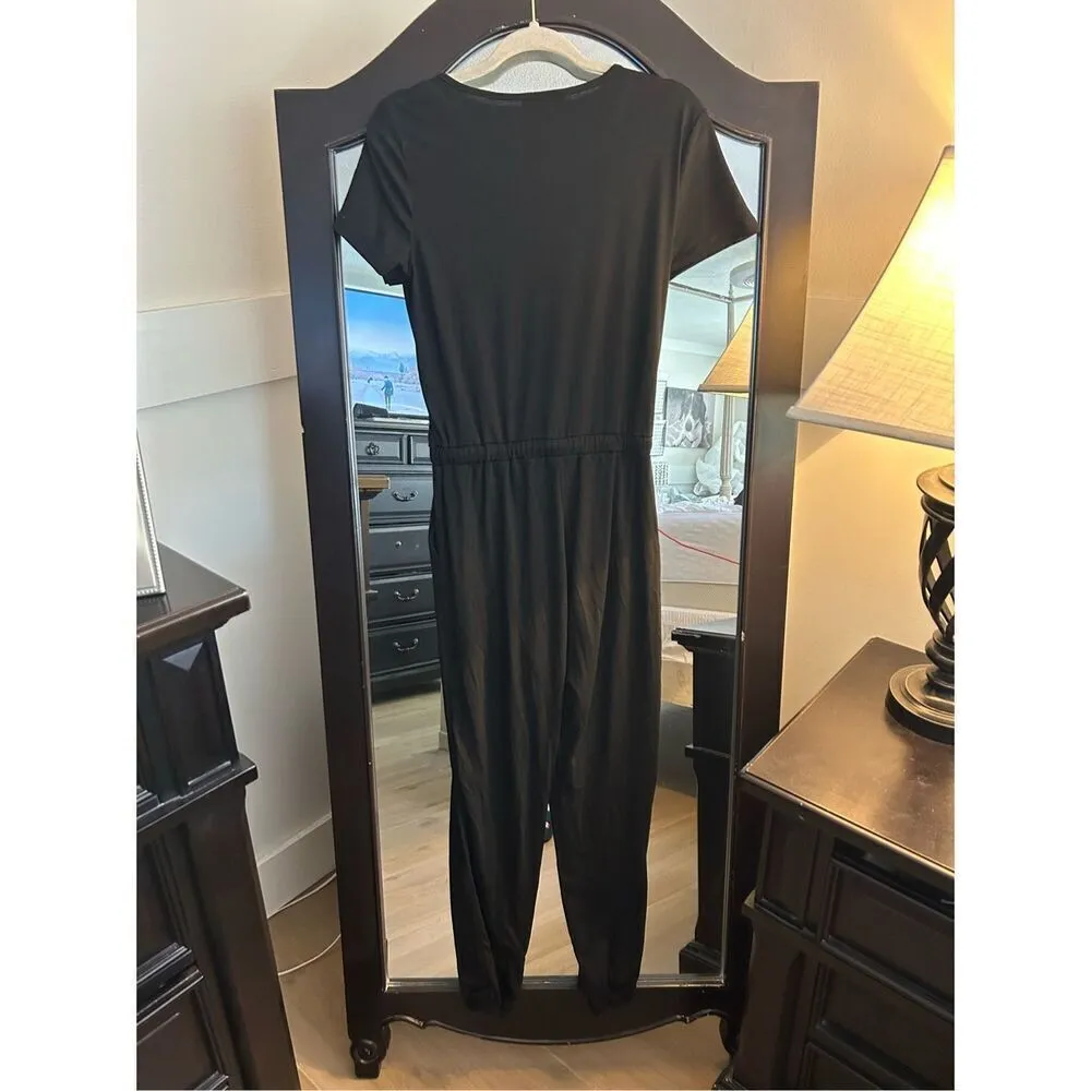 NEW Deep V Neck Wrap Drawstring Waist Jumpsuit S - Image 5