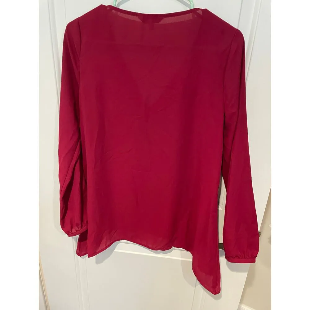 Juicy Couture burgundy embellished long sleeve blouse size Medium - Image 8