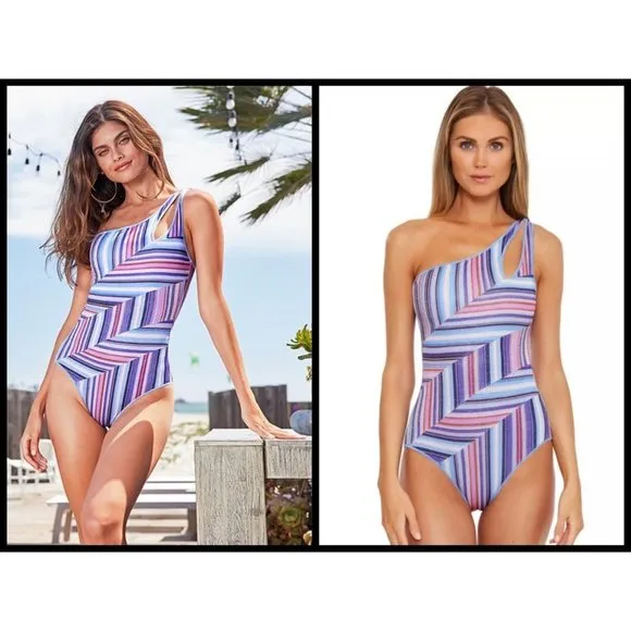 💕BECCA South Coast Arabella One Shoulder One Piece Swimsuit Starry Night M NWT - Image 2