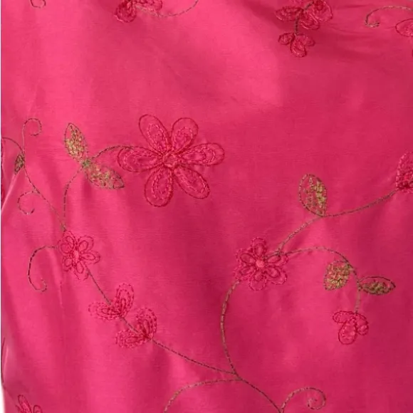 Harold’s Vintage Pink Floral Embroidered Sleeveless Silk Dress Women’s Size 4 - Image 10
