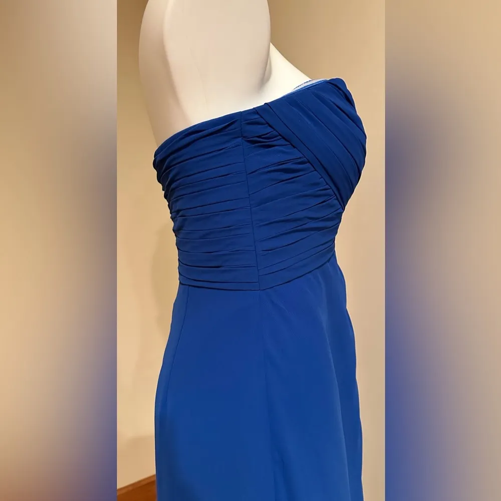 Bill Levkoff Blue Wedding Evening Cocktail Party Maxi Strapless Dress S… - Image 5