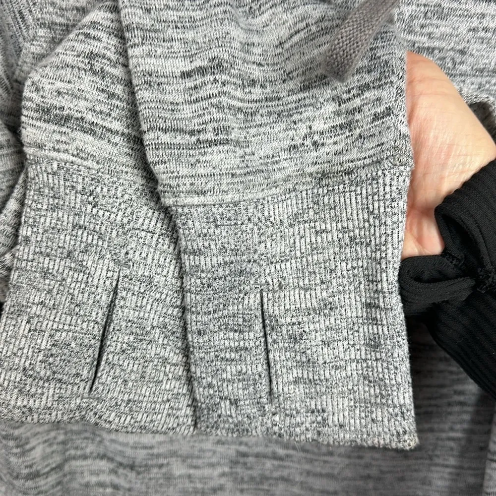 Athleta Heathered Grey Techie Cowl Neck Kangaroo Pocket Hoodie Top Womens Small - Image 4