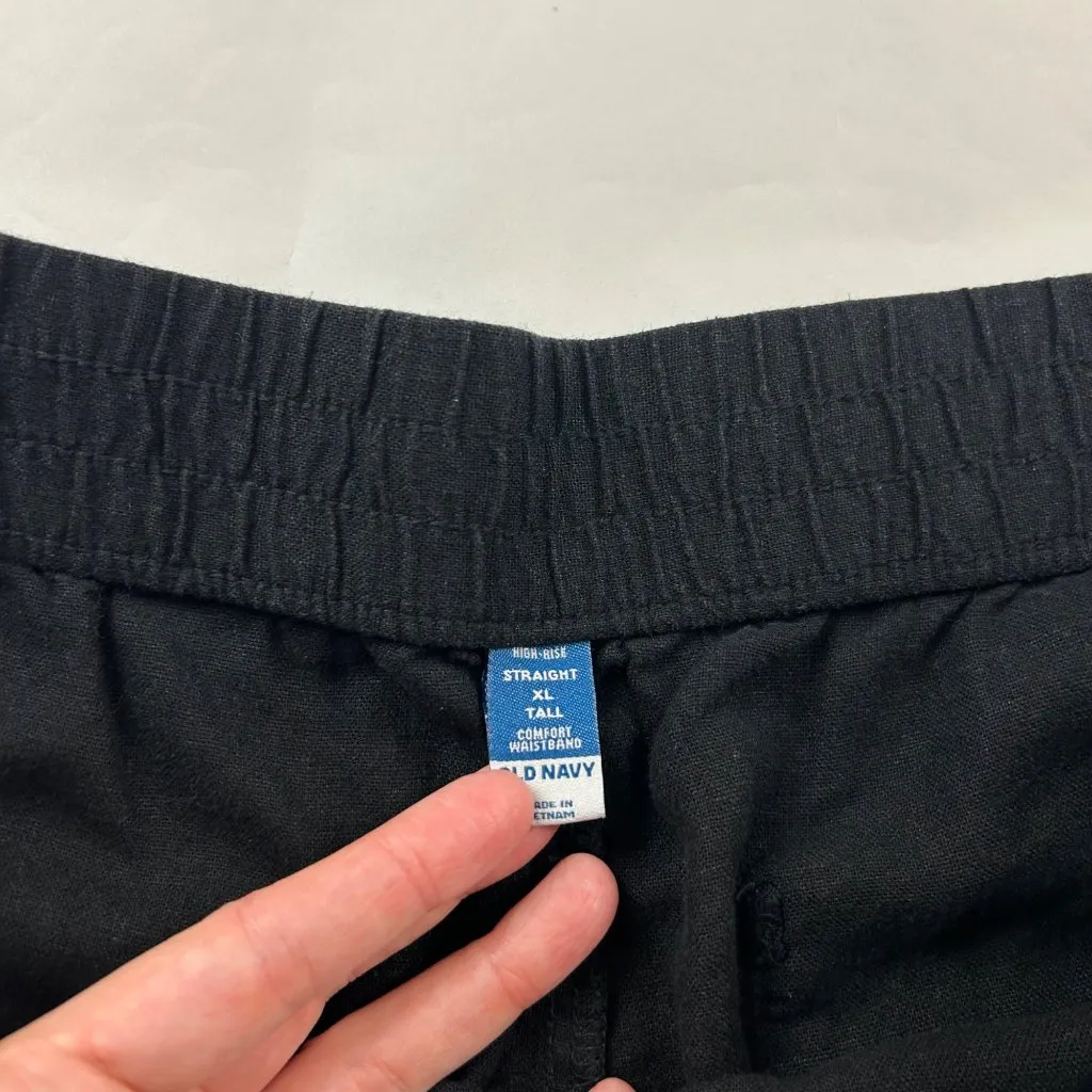 TALL Old Navy Black Linen Blend High Rise Straight Leg Pant XLT - Image 4