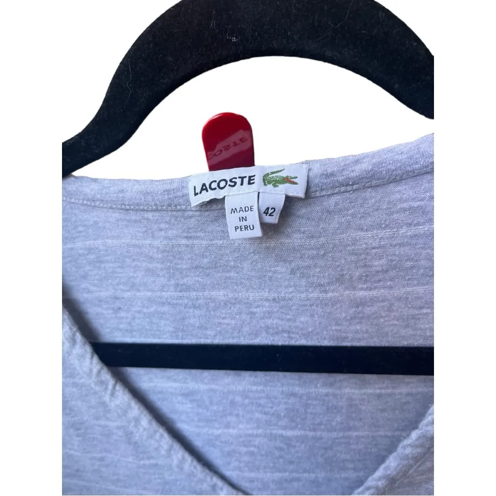 Lacoste  jersey knit striped cotton v neck short sleeve shirt - Image 2