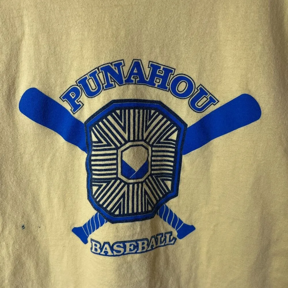 Punahou Baseball Large L T Shirt Vintage 90s Yellow Graphic Tee - Image 6