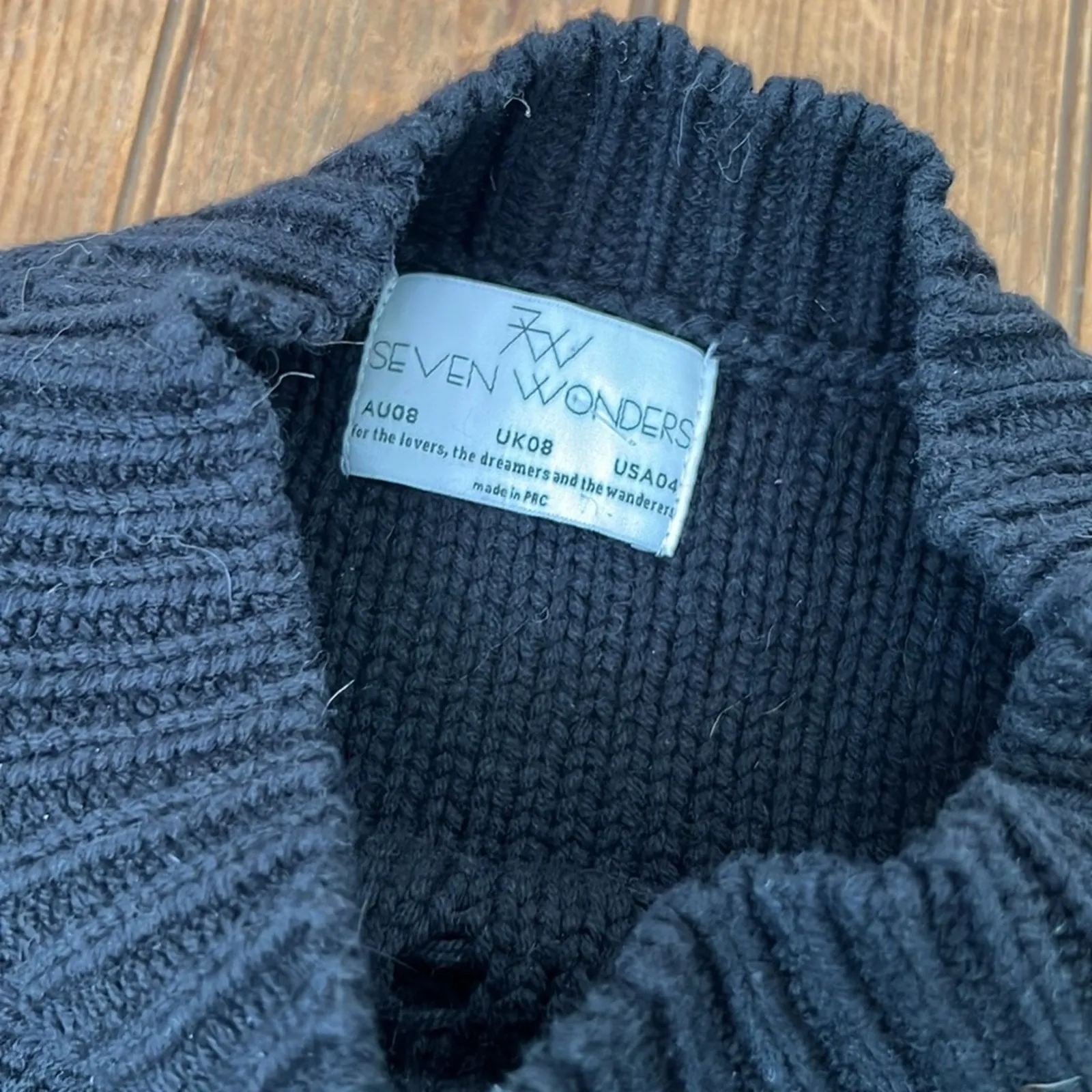 Women’s 7 Wonders black mock neck cotton black cropped cardigan size 4 - Image 5