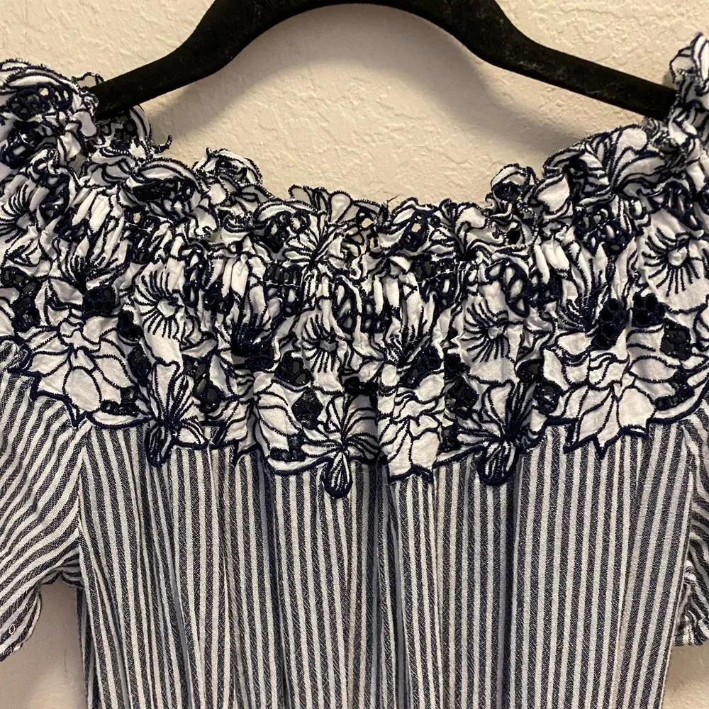 L.O.G.G. Label of Graded Goods blue and white striped with flower detailing - Image 3