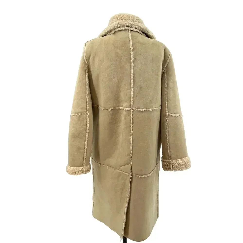 Moon River Borg Lined Duffle‎ Coat Faux Suede Sherpa Penny Lane Size Medium - Image 11
