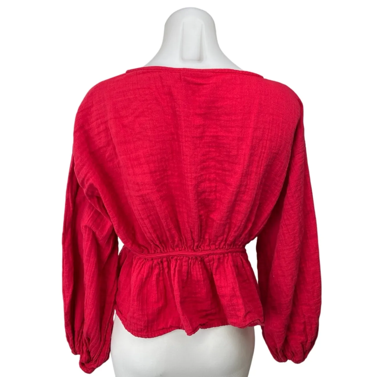 ASOS Design Red Long Sleeve Smocked V - Image 2