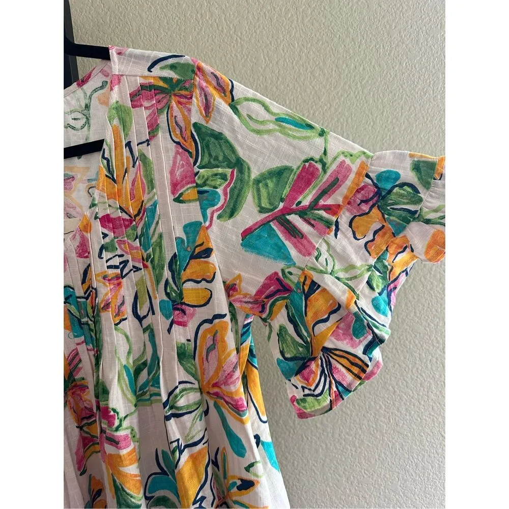 Size S (Oversized) Easel Los Angeles Floral Ruffled Tiered Mini Dress - Image 7