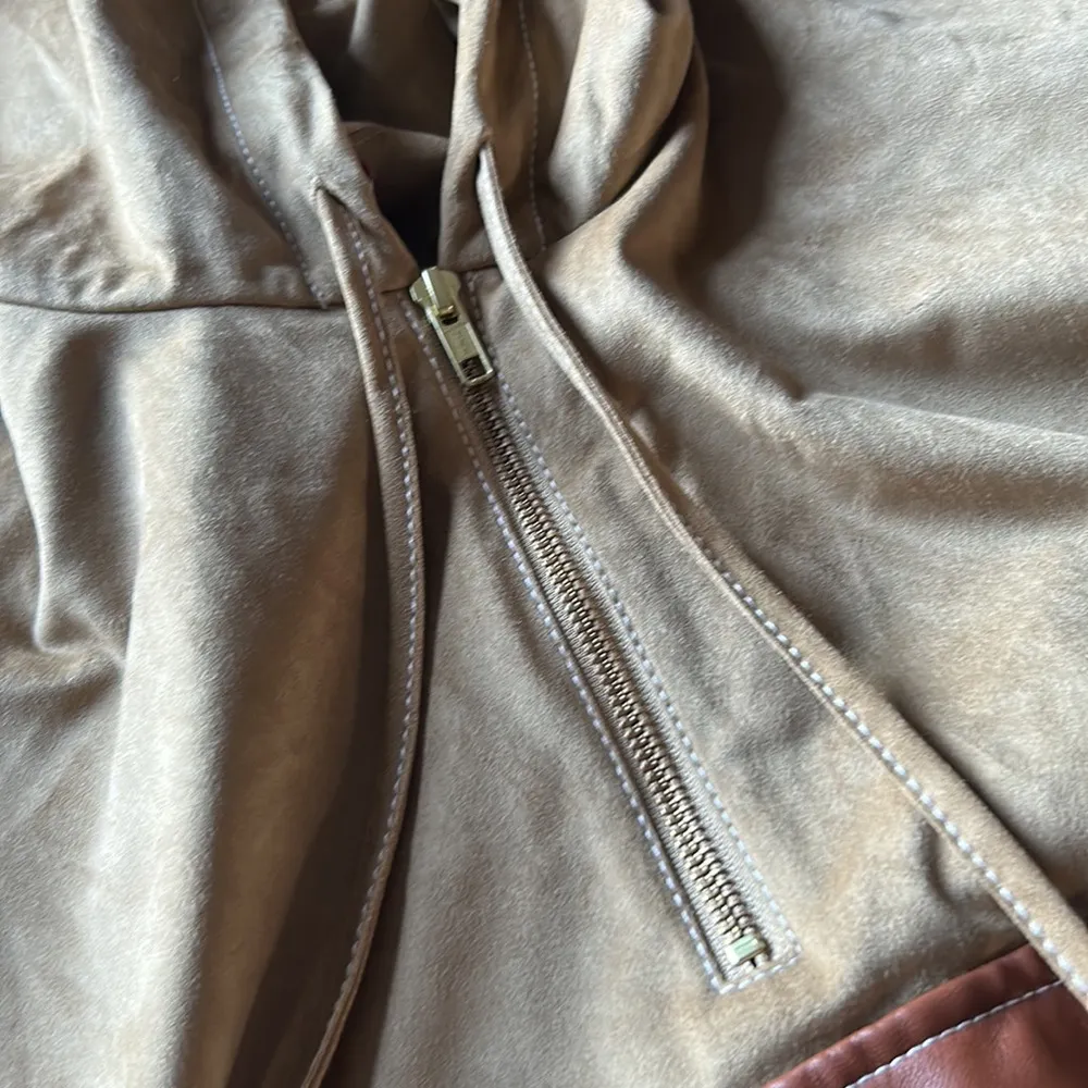 Staud Brown Suede Pullover Outterwear W Leather Pouch Pocket - Image 3