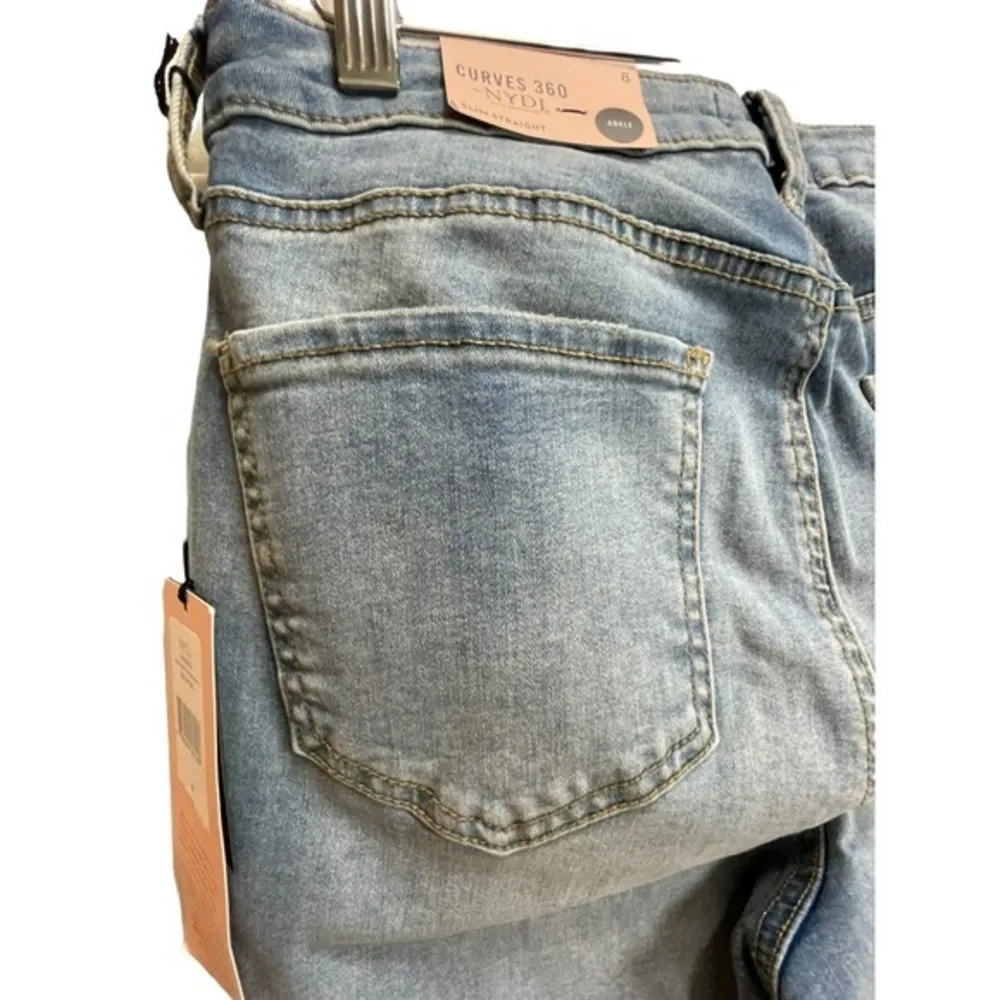 NYDJ NWT Curves 360ā Slim Straight Ankle Jeans w/ Side Slits Light Wash Size 8 - Image 11