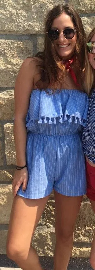 Blue Striped Romper Size L - Image 4