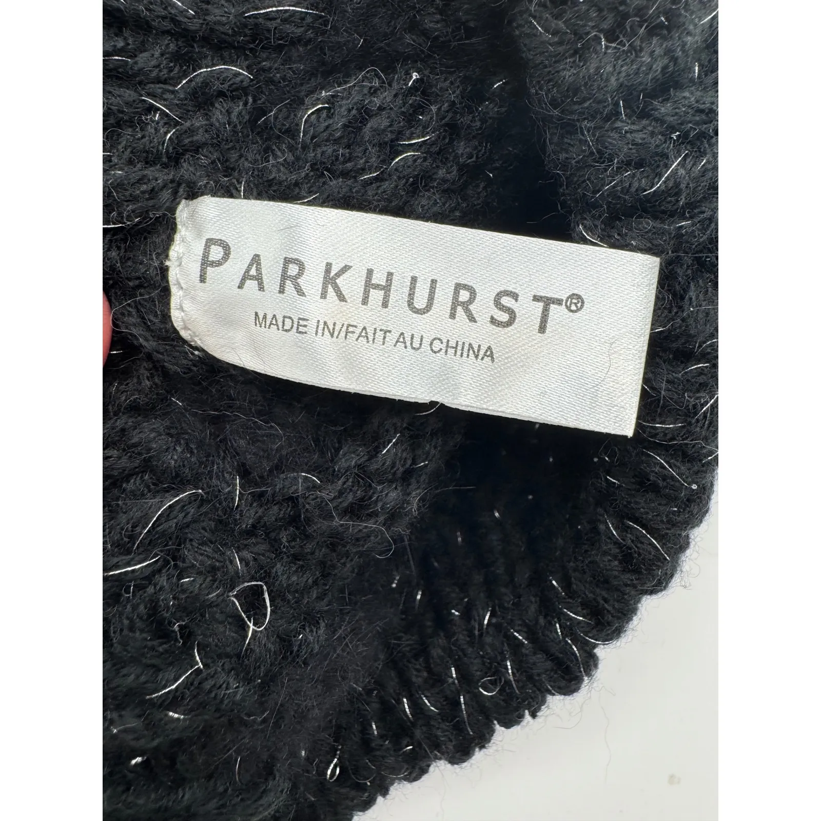 Parkhurst Knit Beanie Hat‎ Black Angora Blend Sparkle Accents Winter Warm - Image 4