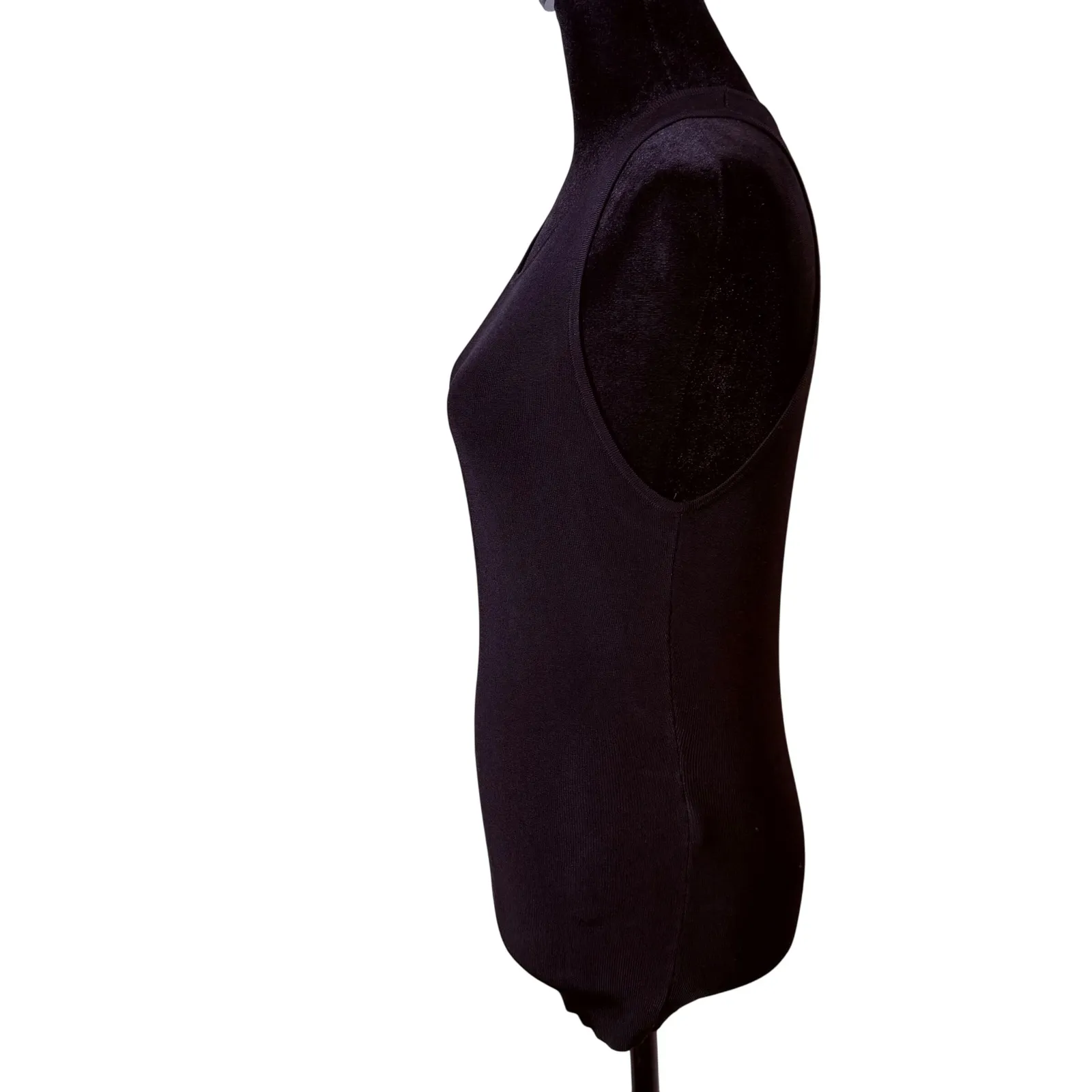 Maje Black Ribbed Knit Tank Top Women Size 3 US L Layering Minimalist Stretch - Image 5