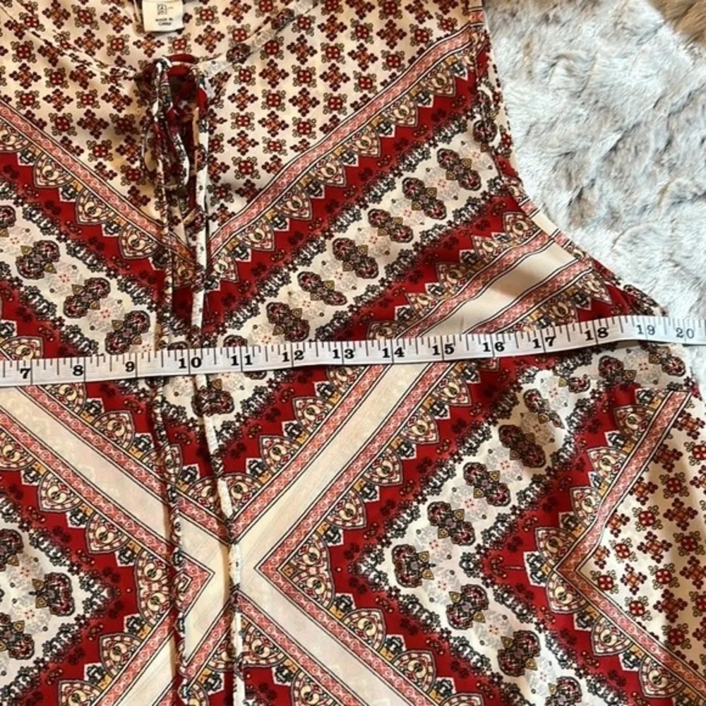 Artisan NY Women Red/Cream Sleeveless Tunic Blouse Size Large - Image 4