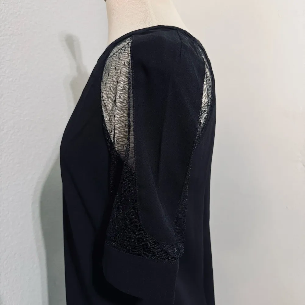 FORE Women Chic Black Casual Short Gothic Lined Dress with Sheer Sleeves Size L Size L - Image 9