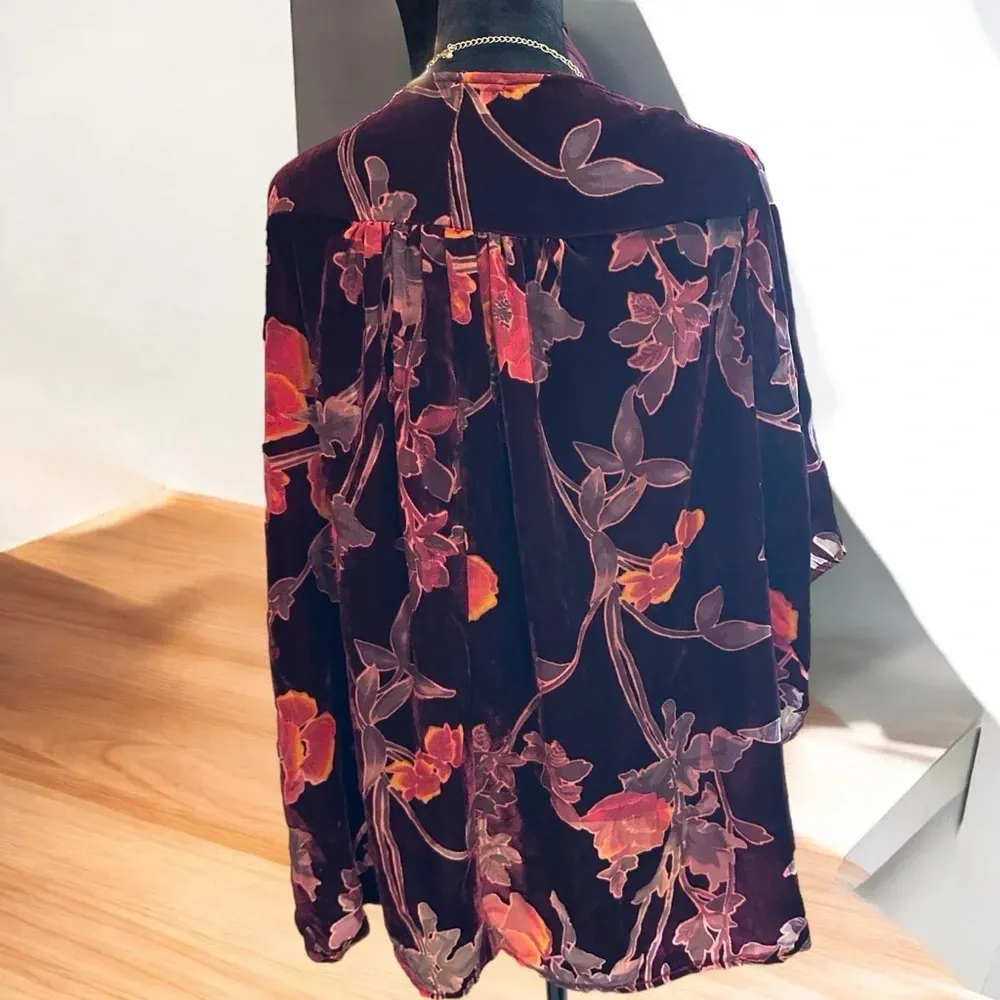 Anama USA Anama size medium wine floral velvet cardigan kimono - Image 2