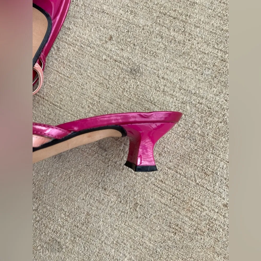 Stuart Weitzman Pink Embellished Sandals Kitten Heels, Size 8.5M - Image 4