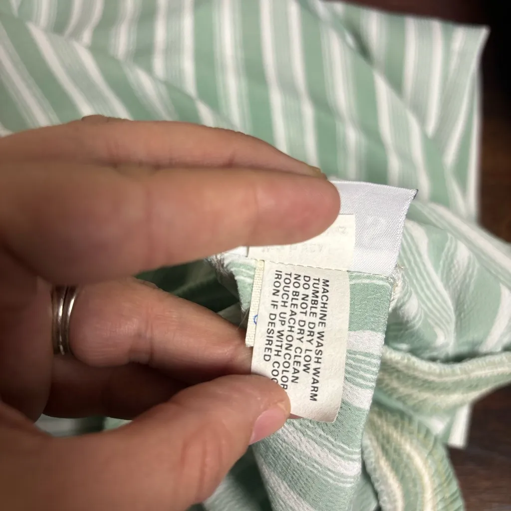 Vintage Russ Skirt Size 14 Made in USA Union Tag Green Stripe Midi Skirt - Image 6