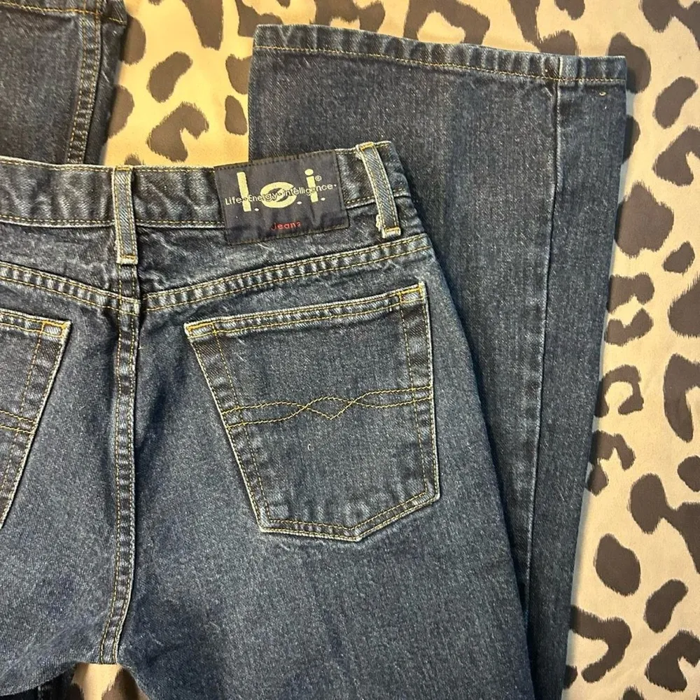 Vintage LEI Bootcut Flare Jeans – Size 9 | Dark Wash | High Rise | Y2K 90s Blue - Image 8