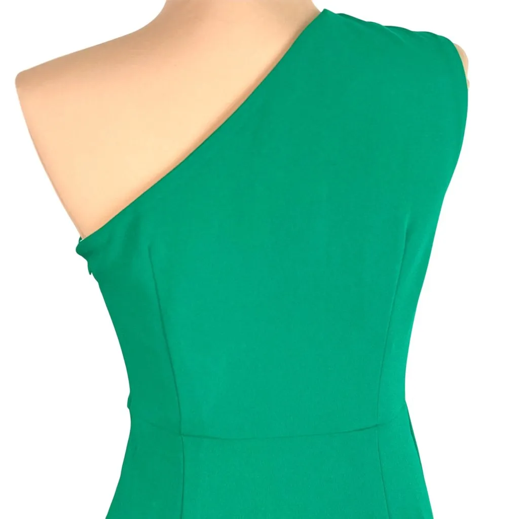 Calvin Klein Emerald Green One-Shoulder Gown Size 2 Ruched Wrap Formal Wear - Image 5