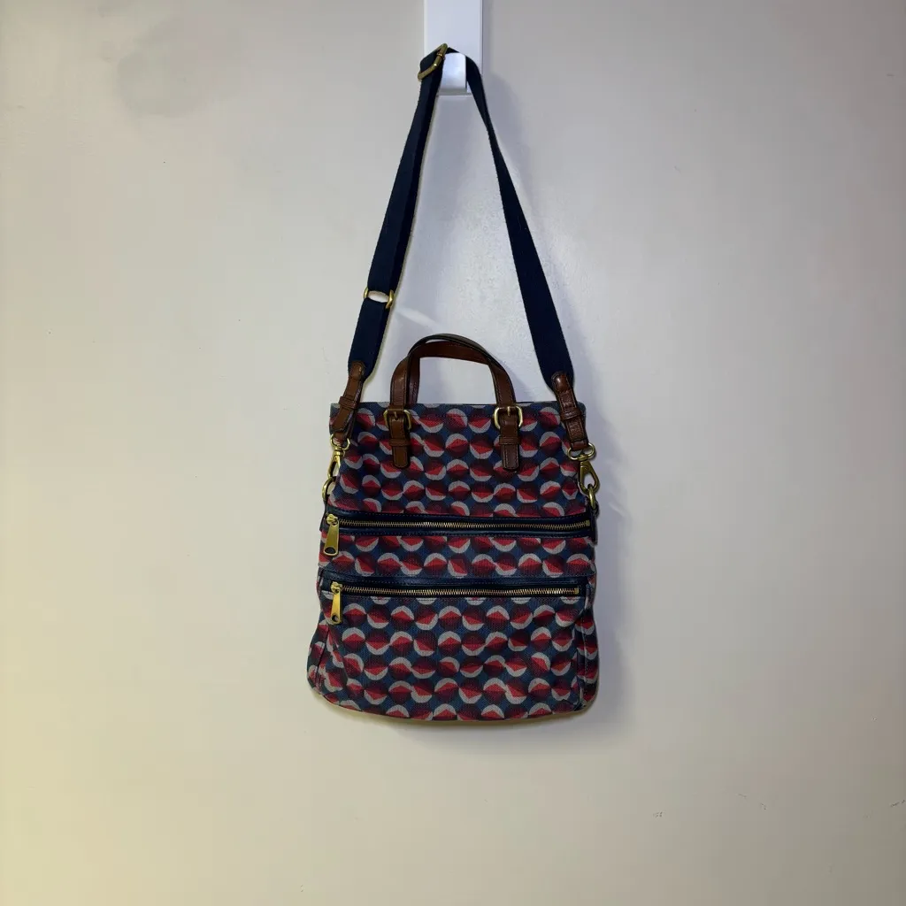 Fossil Explorer Foldover Flap Cotton Tote Shoulder Bag (Red Multi) - Image 7