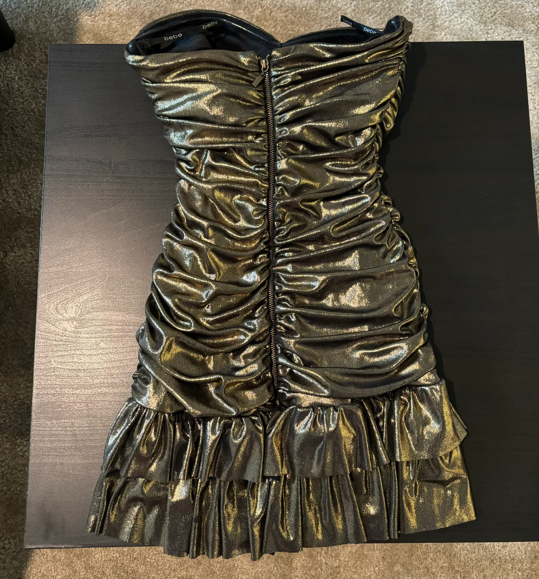Bebe Gold Strapless  Mini Dress - Image 5