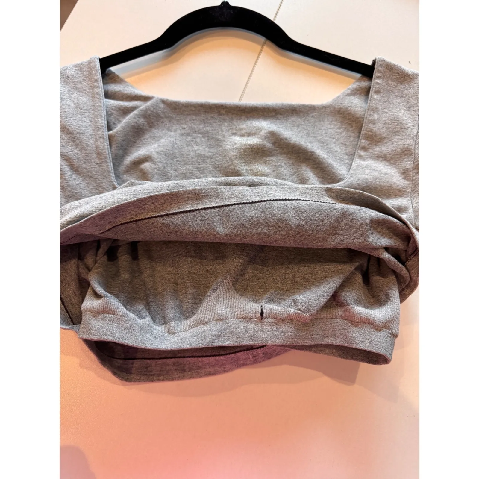 Intimately Free People Gray Square Neck Long Sleeve Cropped Top Womens Size M‎ Size M - Image 6