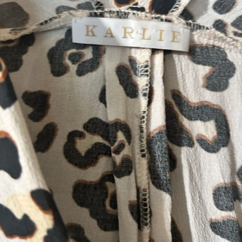 KARLIE Tunic Top Womens Large Multicolor Animal Print Deep V Neck Blouse - Image 6
