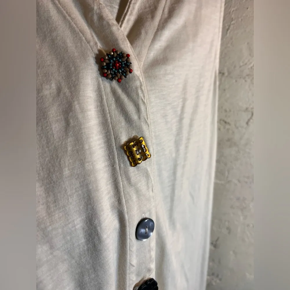 Soft Surroundings Cream Button Down Shirt with Notched Collar - Image 4