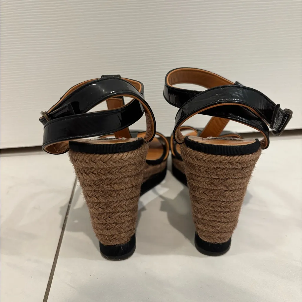 Lanvin Black and Tan Wedge Sandals Size 6 - Image 7